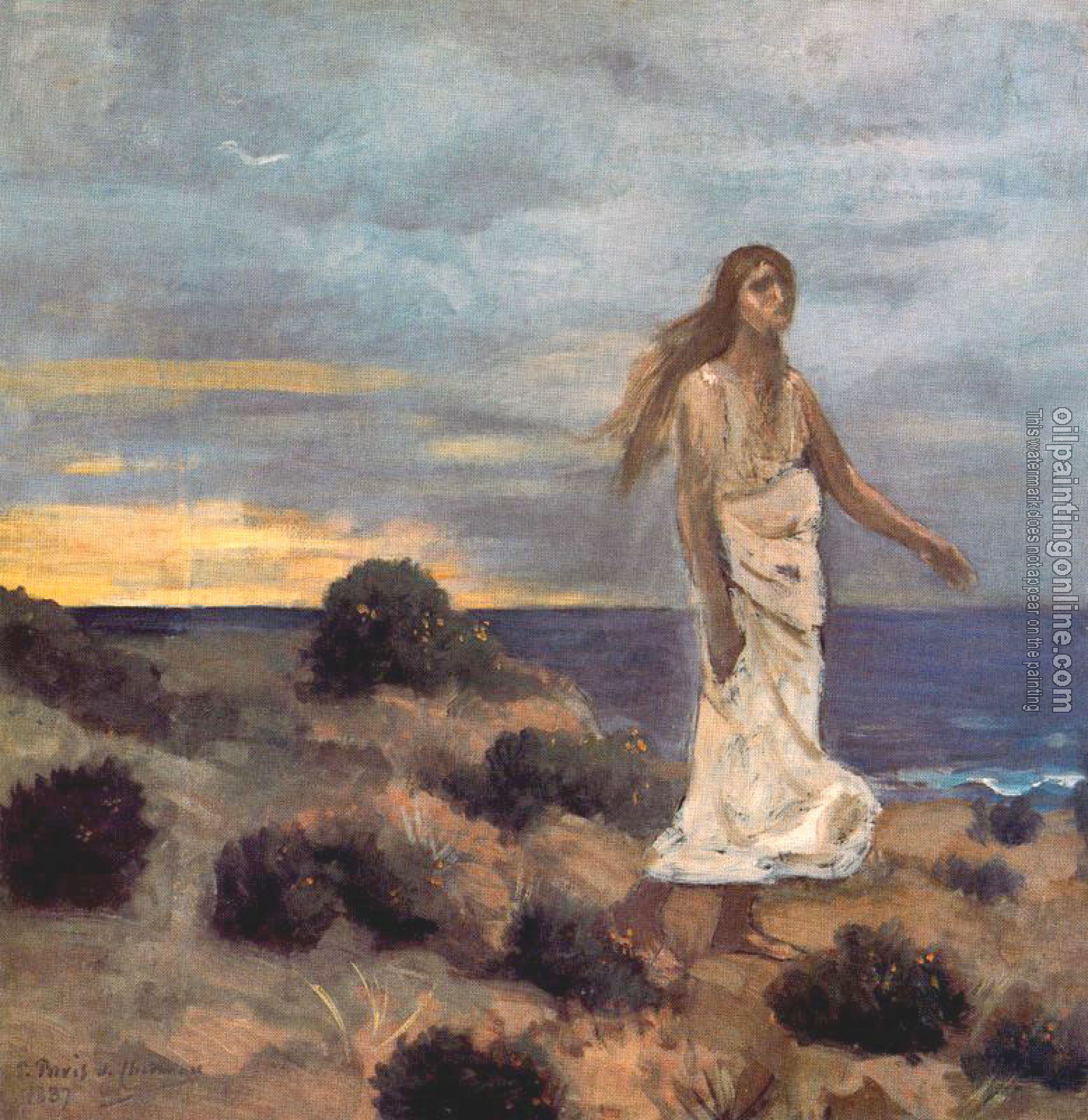 Pierre-Cecile Puvis de Chavannes - Woman By The Sea